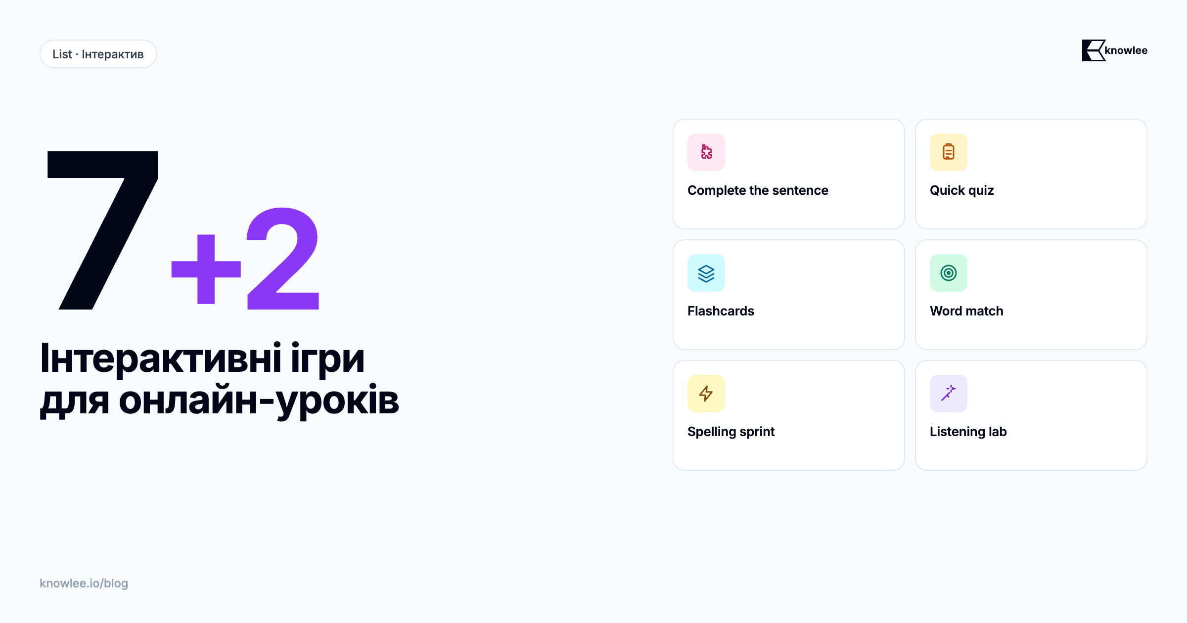 9 типів інтерактивних ігор для уроків англійської з прив'язкою до рівнів CEFR та чотирьох навичок — лексики, граматики, аудіювання, мовлення
